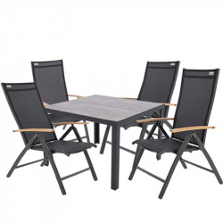 BERGAMO EXPERT WOOD - hliníková sedací souprava 4+1