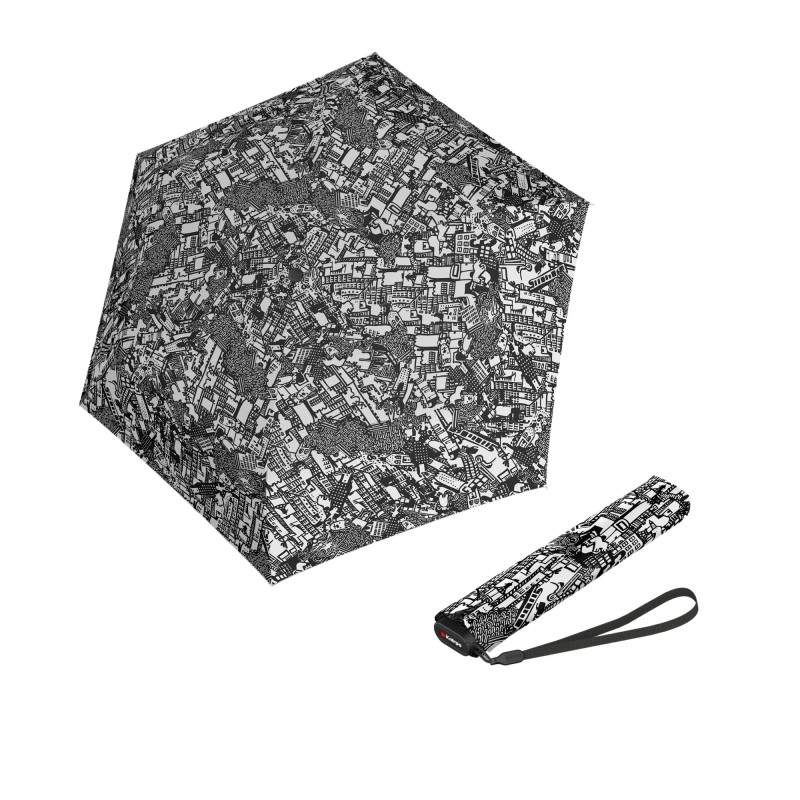 Knirps US.050 ultra light slim manual story black - lehký dámský skládací plochý deštník